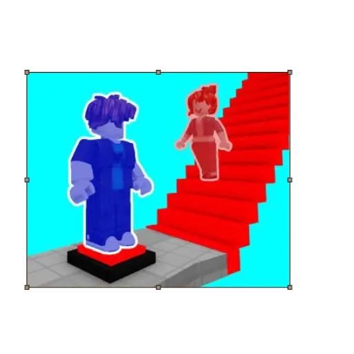 Roblox avatars climbing glowing red stairs